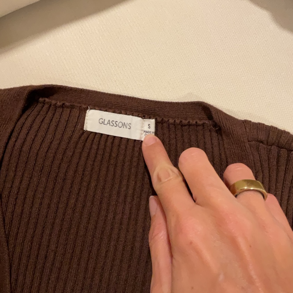 GLASSONS Brown Ribbed Women's Sweater - Picture 2 of 2